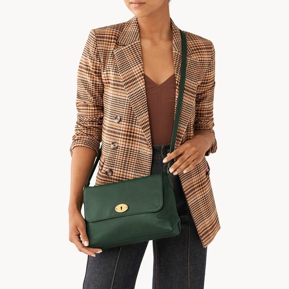 New Fossil Gabriella Medium Flap Crossbody Pine Green - Picture 4 of 4